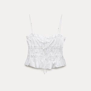 *NWOT* Poplin Tie Scrunch Adjustable Camisole